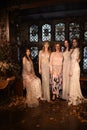 Designer Claire Pettibone and models posing during the Claire Pettibone Four Seasons Collection Showcase Royalty Free Stock Photo