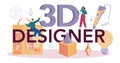 Designer 3D typographic header. Digital drawing with electronic tools Royalty Free Stock Photo