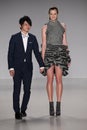 The designer Daiki Shimizu amd model walk the runway during the Charity Water fashion show