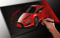 Designer drawing a car Royalty Free Stock Photo