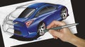 Designer drawing a car Royalty Free Stock Photo