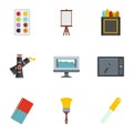 Designer equipment icons set, flat style Royalty Free Stock Photo