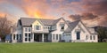 Designer Estate Spacious Country Farmhouse Mansion New Home House Chilliwack Canada Sunny Clouds Royalty Free Stock Photo