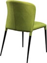 Designer green office chair on black metal legs. Modern soft chair isolated on white background.