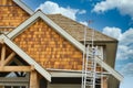 New Home House Maison Construction Exterior Siding Cumulus Sky Background Royalty Free Stock Photo