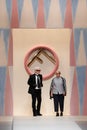 Designer Karl Lagerfeld and Silvia Venturini Fendi acknowledging the applause of the public after the Fendi show