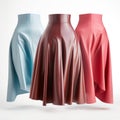 Designer Leather Skirts: Light Crimson And Sky-blue Collection