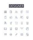 Designer line icons collection. Creator, Stylist, Architect, Artist, Originator, Innovator, Planner vector and linear