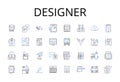 Designer line icons collection. Creator, Stylist, Architect, Artist, Originator, Innovator, Planner vector and linear