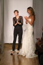 Designer Madeline Gardner and model walk at Mori Lee Bridals Fall/Winter 2016 Runway Show