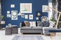 Spacious living room with gallery Royalty Free Stock Photo