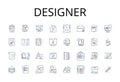 Designer line icons collection. Creator, Stylist, Architect, Artist, Originator, Innovator, Planner vector and linear