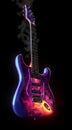 a designer purple light guitar generative AI Royalty Free Stock Photo