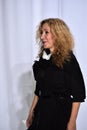 Designer Reem Acra greets the audience after the Reem Acra Fall 2017 Bridal collection show