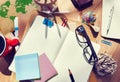 Designer's Desk with Architectural Tools and Notebook