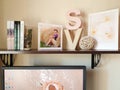 Designer shelf home office of a photographer with photobooks