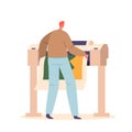 Designer Using Widescreen Offset Printing Machine, Man Print Banner on Multifunction Laser Printer. Creative Process