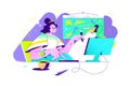 Designer woman create unique work on computer
