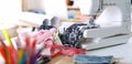Designer work place sewing machine in office Royalty Free Stock Photo