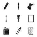 Designer workspace icons set, simple style