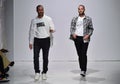 Designers Ariel Ovadia and Shimon Ovadia walk the runway at the Ovadia and Sons Spring 2018 Collection