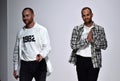 Designers Ariel Ovadia and Shimon Ovadia walk the runway at the Ovadia and Sons Spring 2018 Collection