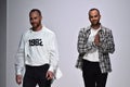 Designers Ariel Ovadia and Shimon Ovadia walk the runway at the Ovadia and Sons Spring 2018 Collection