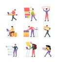 Designers interfaces. Web programmers and builders making ui holding frames of user interface creative workers Royalty Free Stock Photo