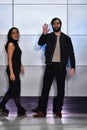 Designers Patrick Doss and Andrea Tsao greet the audience after the Deveaux fashion presentation