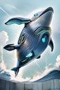 Designing a cyborg whale robot involves combining elements of a whale's physical characteristics with robotic features.