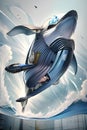 Designing a cyborg whale robot involves combining elements of a whale's physical characteristics with robotic features.