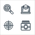 designing line icons. linear set. quality vector line set such as color, target, laptop