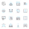 Designing linear icons set. Sketching, Conceptualizing, Ideating, Drafting, Outlining, Creating, Mocking-up line vector