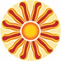 Designing A Sun In Spanish Enlightenment Style With Flat Colors And Free-flowing Lines