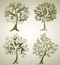 Designs with decorative tree from leafs Royalty Free Stock Photo