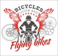 Designs with Flying Bicycle for fashion. Vector
