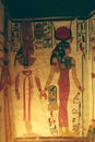The designs in Nefertari tomb - Nefertari being led by hand by Isis
