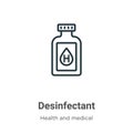 Desinfectant outline vector icon. Thin line black desinfectant icon, flat vector simple element illustration from editable health Royalty Free Stock Photo