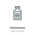 Desinfectant outline vector icon. Thin line black desinfectant icon, flat vector simple element illustration from editable health