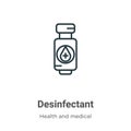 Desinfectant outline vector icon. Thin line black desinfectant icon, flat vector simple element illustration from editable health Royalty Free Stock Photo