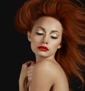 Desirable Redhead woman with Red Lips