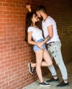 Desire and temptation. Couple find place to be alone. Couple enjoy intimacy moment without witnesses. Girl and hipster Royalty Free Stock Photo