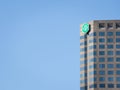 Desjardins Bank logo on their main office for Montreal, Quebec, in the Complexe Desjardins.