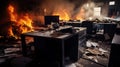 desk blurred fire damage interior Royalty Free Stock Photo