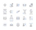 Desk bound line icons collection. Static, Seated, Stagnant, Immobile, Inactive, Sedentary, Stationary vector and linear