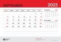 Desk Calendar 2023 design, September 2023 template, week start on sunday, Planner design, Wall calendar 2023 layout, stationery,