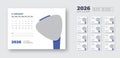 2026 desk calendar design template Week starts on Sunday 12-month planner for work or study Printable, editable vector Royalty Free Stock Photo