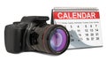 Desk calendar with digital camera, 3D rendering