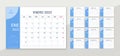 2022 desk calendar. Spanish planner template. Vector illustration. Yearly grid of calender