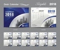 Desk Calendar 2018 template design, Blue cover layout Royalty Free Stock Photo